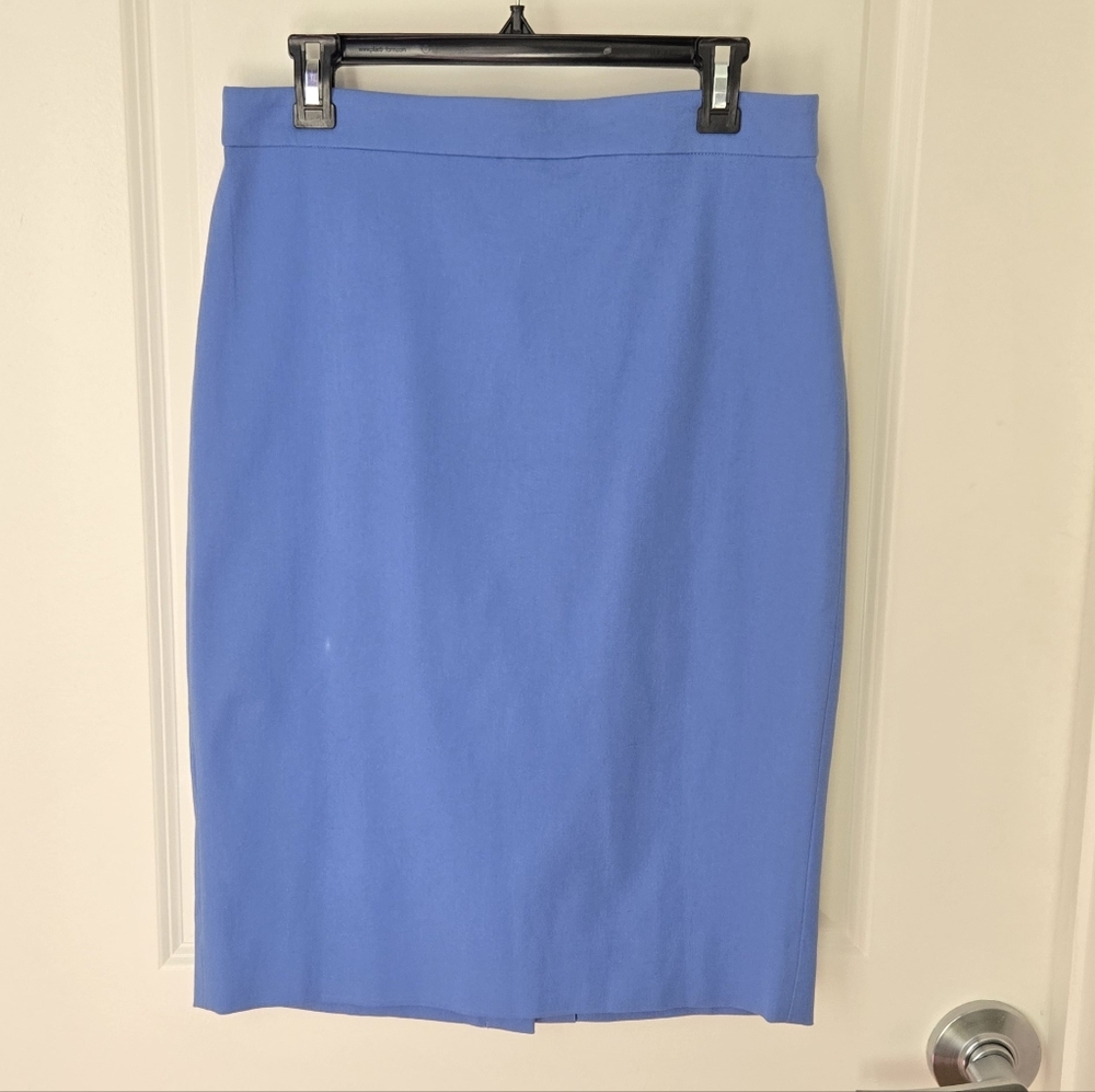 (Tall) NWT J.Crew Blue Bi-Stretch Cotton No. 2 Pencil Skirt Sz 8T